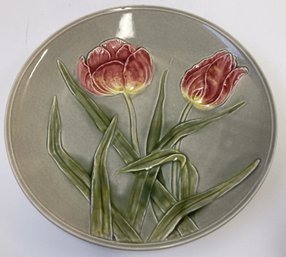 Vintage MAJOLICA Plate With Tulip Design