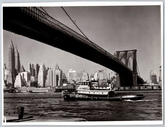 1962 New York City Skyline Tugboat News Service Photo - Type 1