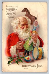 1920 Christmas Santa Claus Embossed Postcard