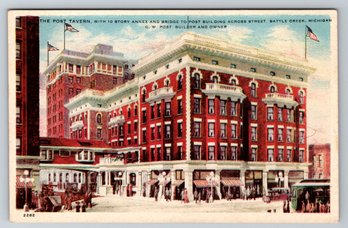 1910's Battle Creek MI The Post Tavern Postcard