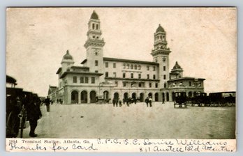 1906 Atlanta GA Terminal Train Station Postcard