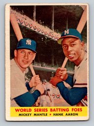 1958 Topps Mickey Mantle And Hank Aaron Baseball Card