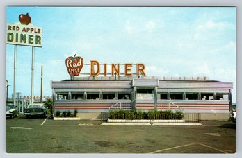 1950's Ridgefield NJ The Red Apple Diner Chrome Postcard