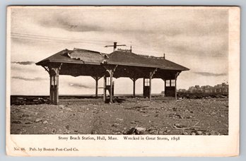 1898 Hull MA Stony Beach Station Train Depot Storm Damage Postcard