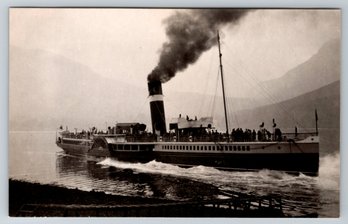 1930's PS Waverly Paddle Steamer Ship Real Photo Postcard