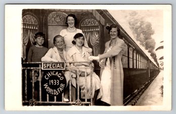 1933 World's Fair Chicago Novelty Train Real Photo Postcard
