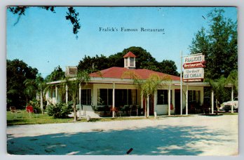 1950's Mt Dora Florida Fralicks Restaurant Chrome Postcard