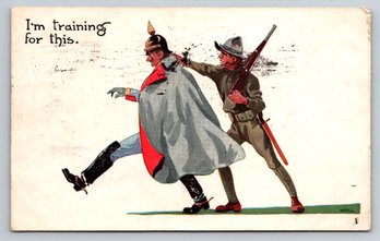 1918 WWI Anti-German Artist Signed Postcard