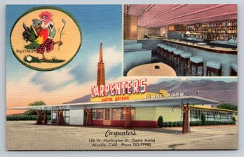 1940s Arcadia CA Carpenters Diner Restaurant Linen Postcard