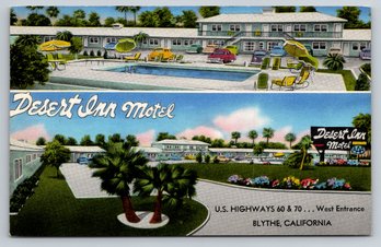 1950s Blythe CA Desert Inn Motel Chrone Postcard