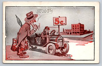 1910s Ford Model T Automobile Car Artist Signed Postcard