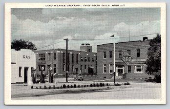 1920s Thief River Falls Land O Lakes Creamery Gas Station Postcard