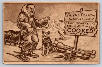 1917 Admiral Peary Arctic Explorer Cartoon North Pole Postcard