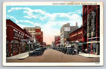 1920s Grand Island NE Locust Street Postcard