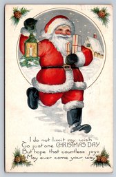 1910s Christmas Santa Claus Embossed Postcard