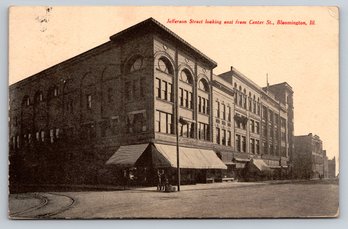 1910s Bloomington IL Jefferson Street Postcard