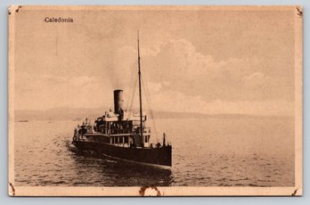 1910s Caledonia Side Paddle Wheel Boat Postcard