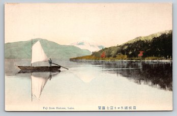 1910s Fuji Hakone Lake Japan Hand Colored Postcard