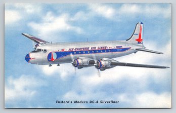 1950s Eastern Airlines DC-4 Airplane Advertising Postcard