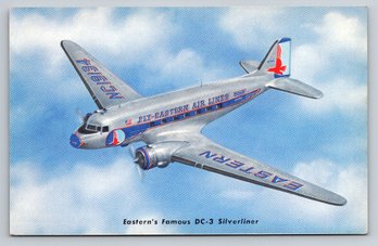 1950s Eastern Airlines DC-3 Airplane Advertising Postcard