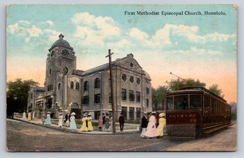 1910s Honlulu HI Methodist Church Pre-Statehood Postcard