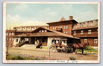 1914 Grand Canyon Arizona Hotel El Tovar Postcard - Fred Harvey