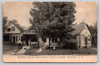 1912 Harrisville NH Ice Cream Parlor Postcard