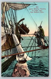 1910s New Bedford MA Whale Hunting Postcard