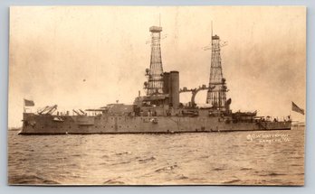 1910s WWI Hampton VA Battleship Real Photo Postcard RPPC