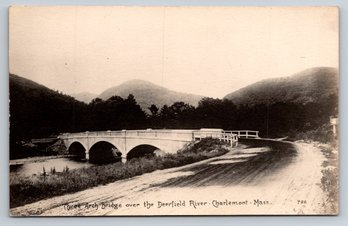 1910s Charlemont MA Three Arch Bridge Real Photo Postcard RPPC