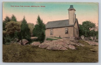 1910s Metcalfs MA Hand Tub House Hand Colored Postcard