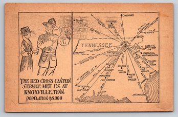 1918 Knoxville TN Red Cross Canteen WWI Map Postcard