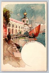 1910s Venice Italy Colorful Artwork Postcard