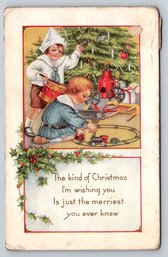 1919 Christmas Toy Train Postcard