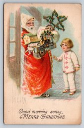 1920 Santa Claus Christmas Postcard - Toy Train