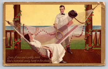 1909 Tennis Themed Postcard