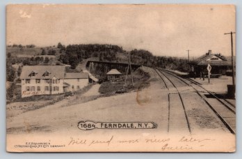 1906 Ferndale NY Railroad Train Depot Postcard