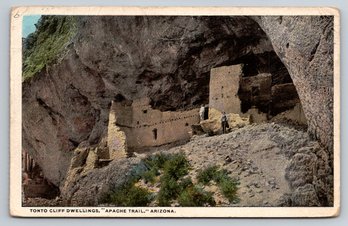 1921 Tonto Native American Indian SCliff Dwellings Postcard - RPO Postmark