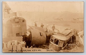 1908 Joliet IL Train Accident Real Photo Postcard RPPC