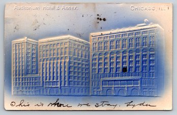 1918 Chicago IL Auditorium Hotel Embossed Postcard