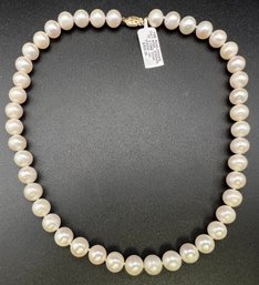 14KT Gold 18' Cultured Pearl Strand 9-10mm New With Tag Necklace