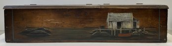 Hand Painted Wooden Trunk With Sectioned Lid