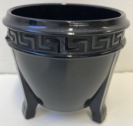 Art Deco LE SMITH Black Glass Footed Fern Vase