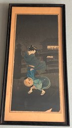 C. 1920s Takahashi Shotei (Hiroaki) 'Cold Winter Wind' Japanese Woodblock Print