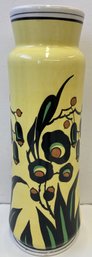 Antique Colorful Tall Yellow Vase Marked BFK 98 I.L.