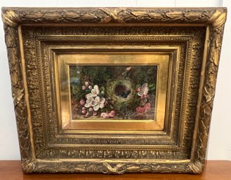 19th Century Oil Painting In Incredible Ornate Gilded Frame