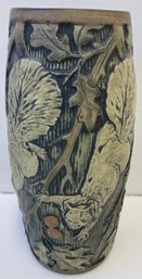 Antique Double Stamped WELLER Pottery Vase With Squirrels