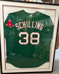 Curt Schilling Autographed St Patricks Day Boston Red Sox Spring Training Game Framed Jersey