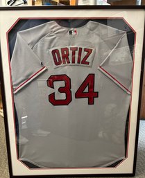 David Ortiz Autographed Boston Red Sox Majestic Game Model Road Framed Jersey