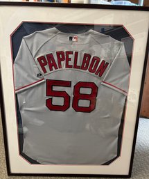 Jonathan Papelbon  Autographed Boston Red Sox Majestic Game Model Road Framed Jersey